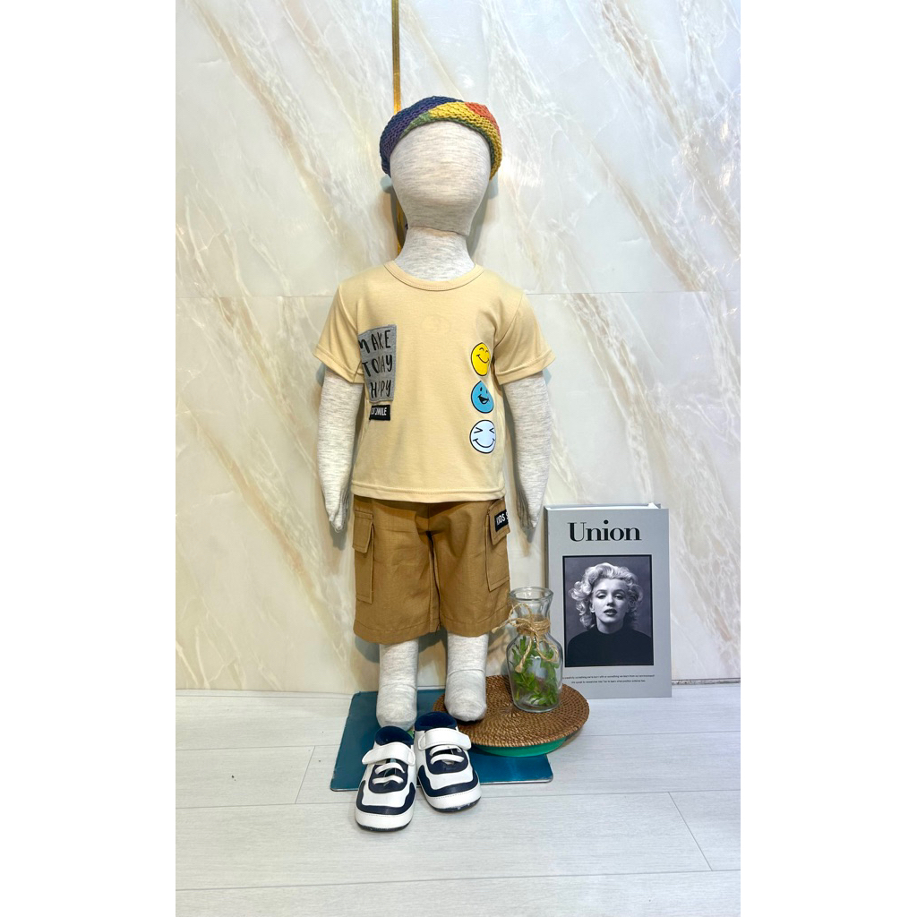 BA 3SET Paket usaha Grosir kaos atasan celana pendek baju setelan pakaian import murah lakilaki