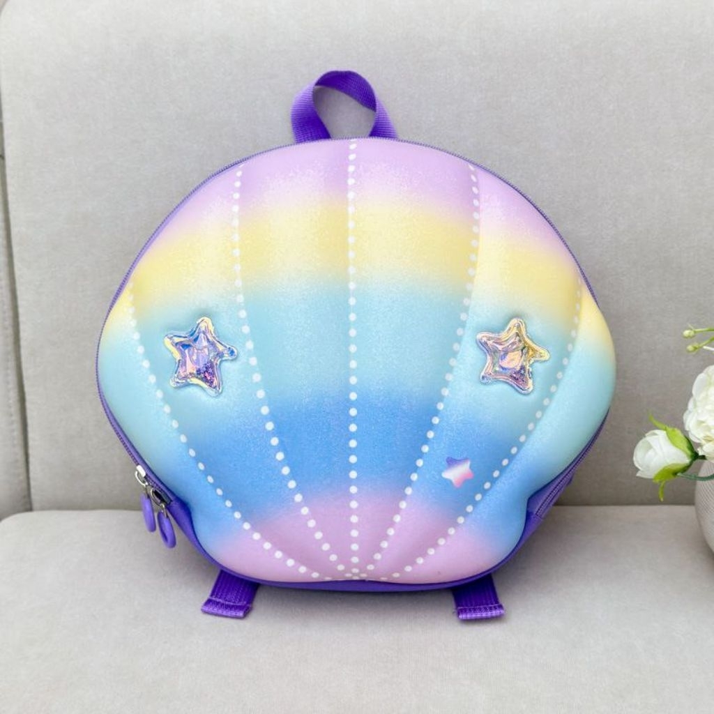 tas punggung anak import karakter kerang ungu