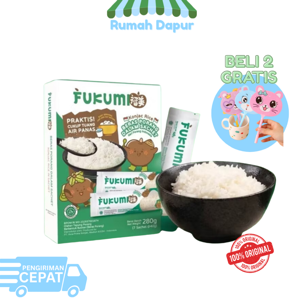 

FUKUMI | Beras Porang BOX 280gr isi 7 SACHET @40gr | Shirataki Rice