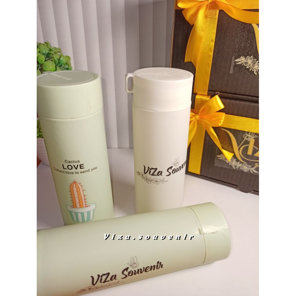 Vizasouvenir - Souvenir Botol Kaca Kaktus [[Bisa Custom Nama/Logo]] // Wadah Minum // Hampers Pernik