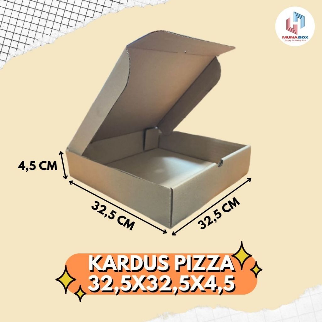 

Kardus Box Pizza 32,5x32,5x4,5 Kardus Kemasan Pizza Die Cut