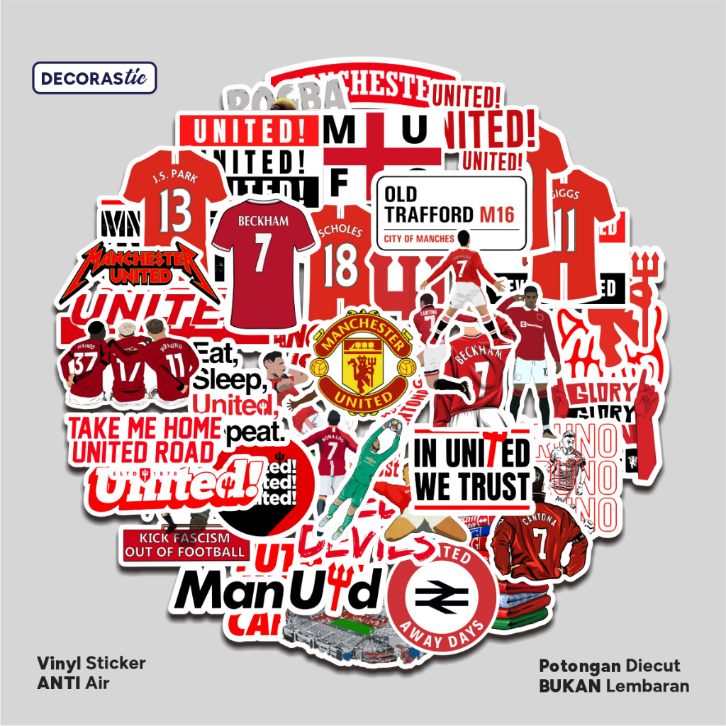 

Sticker Pack Manchester United Aesthetic Vinyl Helm The Red Devils Stiker Koper Tumbler Anti Air