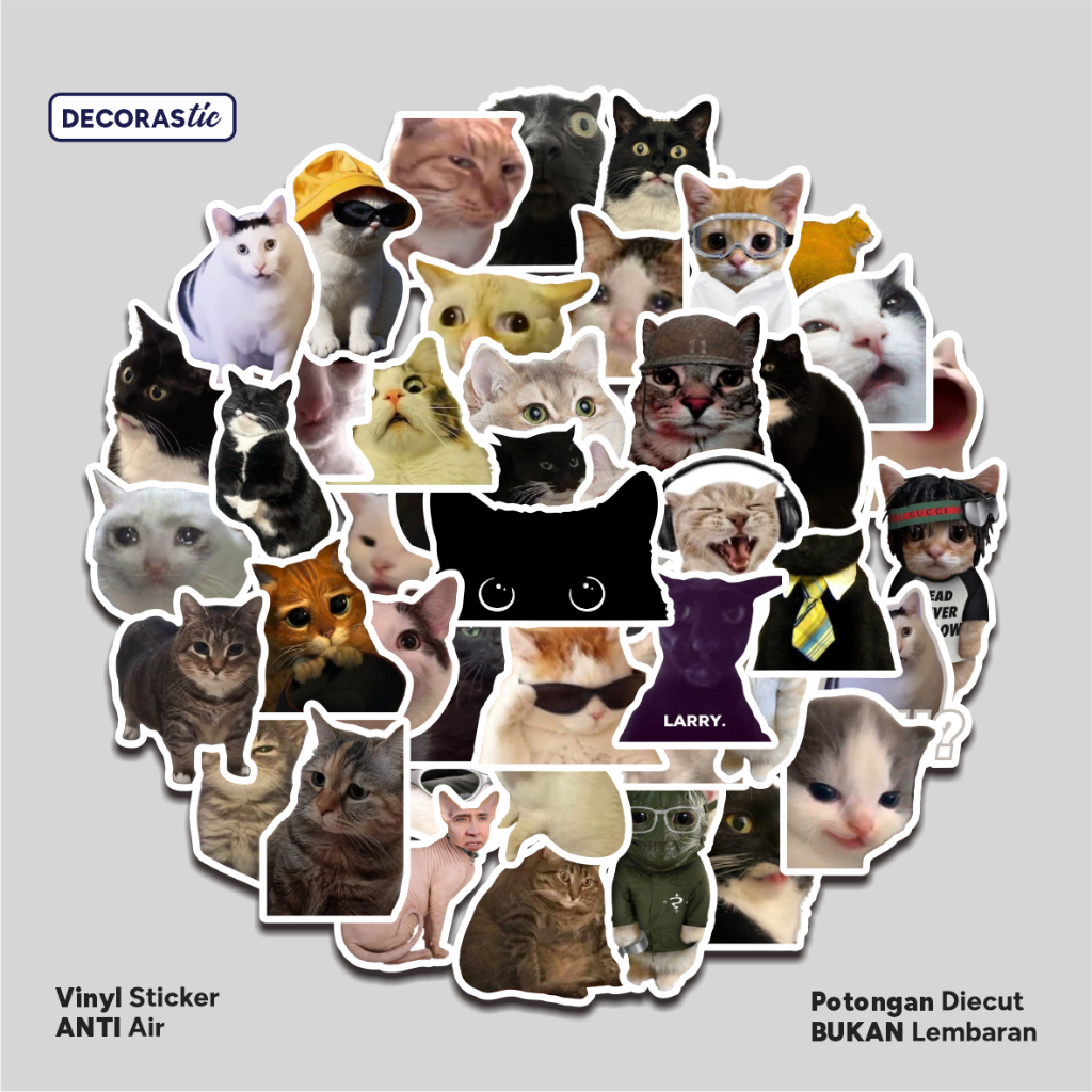

Sticker Pack Meme Kucing Stiker Lucu Kitten Aesthetic Buku Waterproff Cat Vinyl Laptop Cute Anti Air