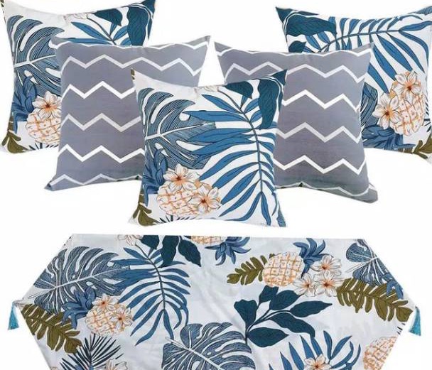 KODE R94H SATU SET 5 SARUNG BANTAL SOFA 1 TAPLAK MEJA untuk sofa ruang tamu