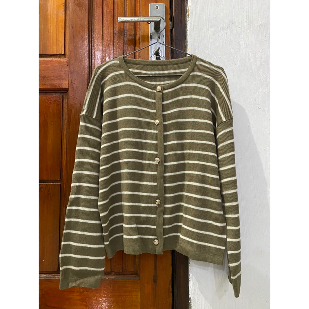 preloved cardigan wanita pakaian wanita salur salur baju kuliah