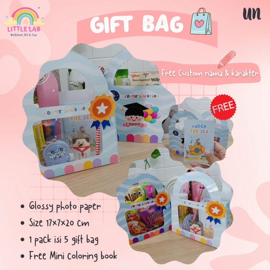 

TAS KADO (ISI 5PCS) GIFT BAG GRADUATION-BIRTHDAY FREE CUSTOM NAMA
