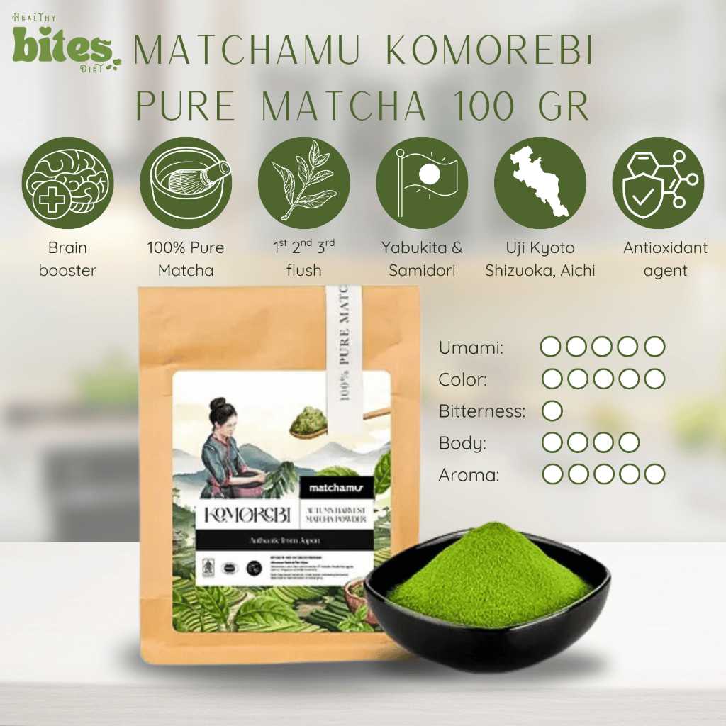 

Komorebi Pure Matcha Powder 100gr Matchamu Pure Japanese Matcha Bubuk Matcha Jepang Matcha Premium