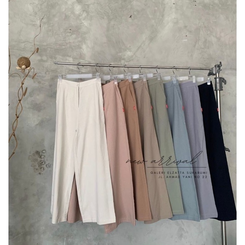 KODE U16N palazo linen highwaits celana kulot dauky