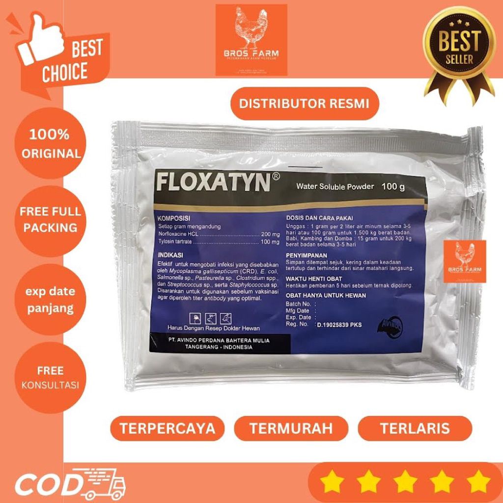 FLOXATYN 100 Gram Antibiotik Pernafasan dan Pencernaan Ayam