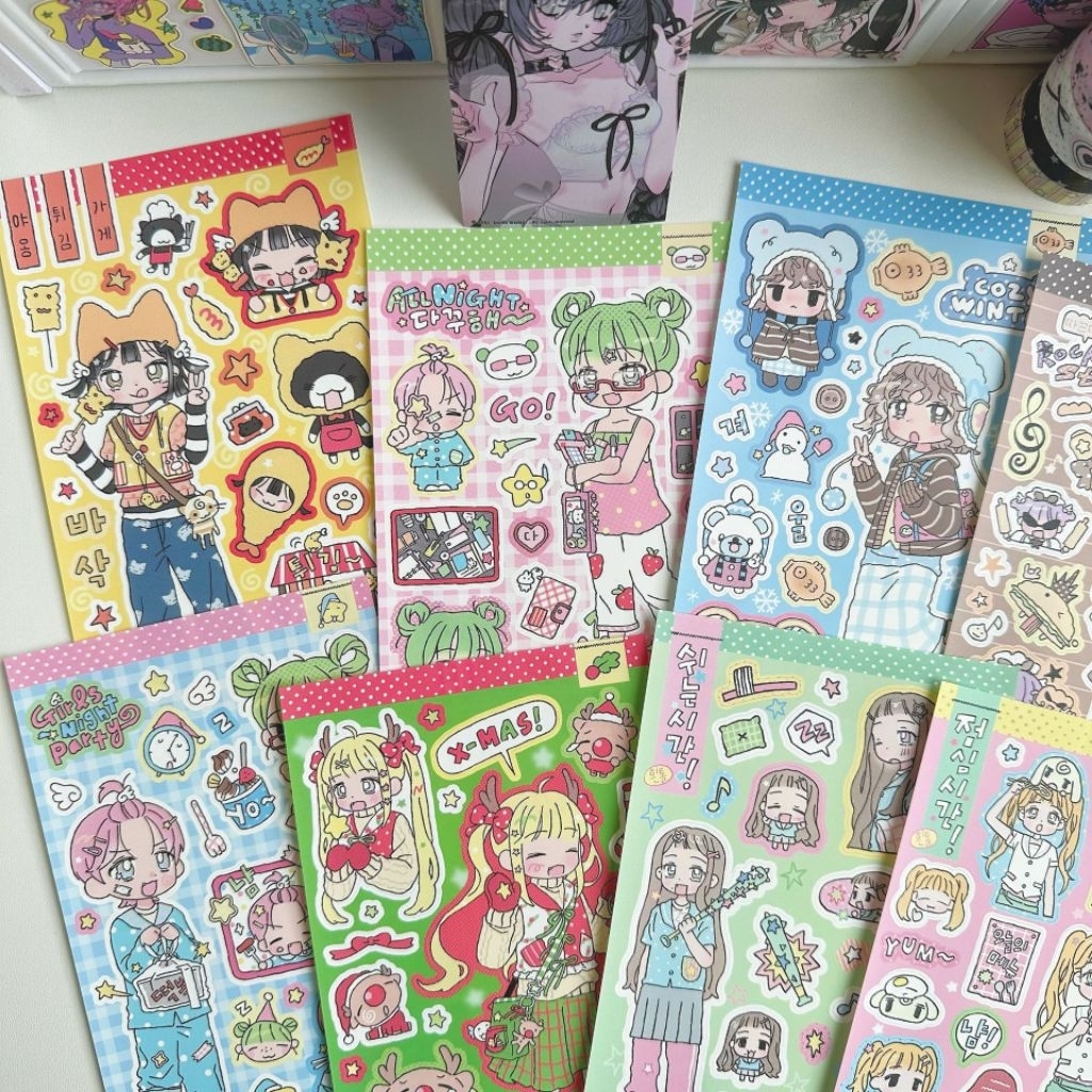 

[WindHeart] 1 lembar sticker sheet Korean stickers cute girl stickers cartoon character stickers ins style creative 22563
