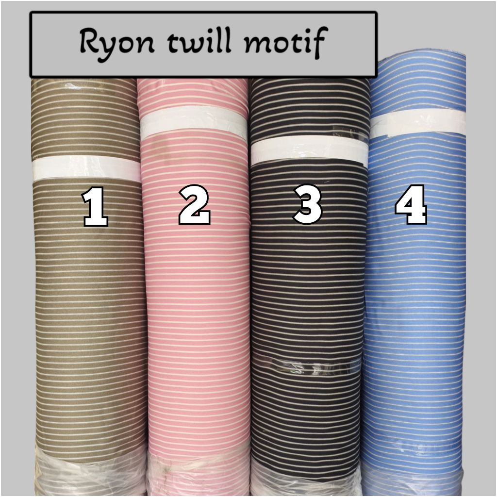 NEW kain katun rayon twill terbaru motif salur best seller (harga tertera 50cm)