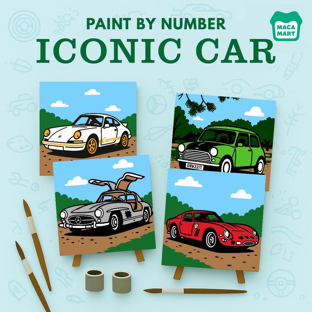 

Paint By Number Kit [ Car // Mobil // Kendaraan ] - macamart I Kanvas 20 x 20 cm