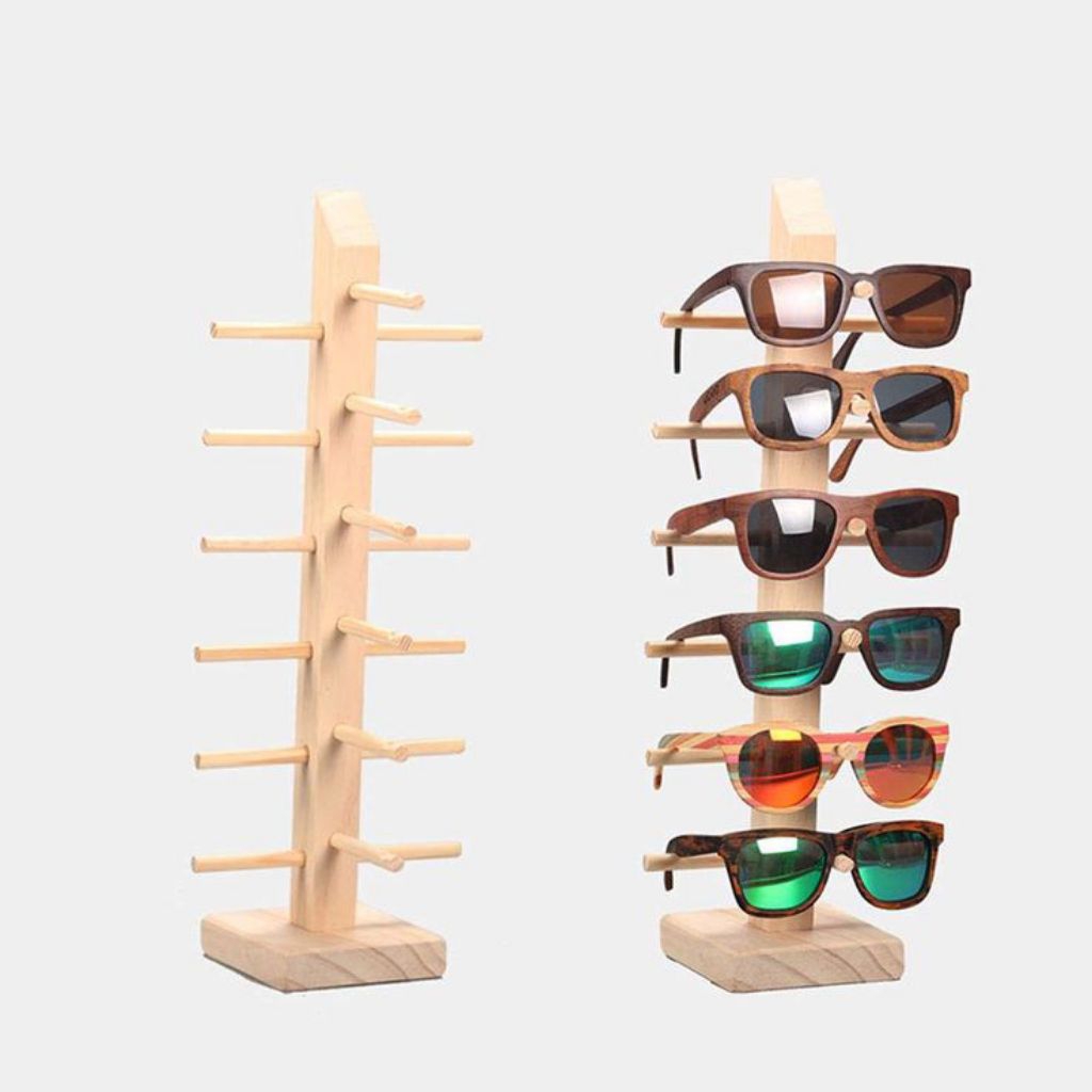 rak kacamata kayu display rak kacamata tempat pajangan kacamata kayu