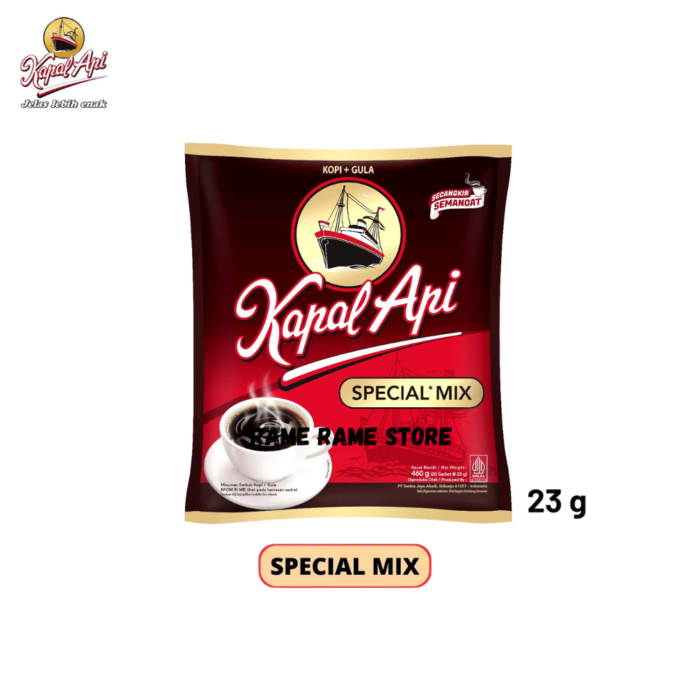 

Kopi Kapal Api Special Mix / Kopi Hitam + Gula (25gr) Harga 1 renceng (10 Sachet)