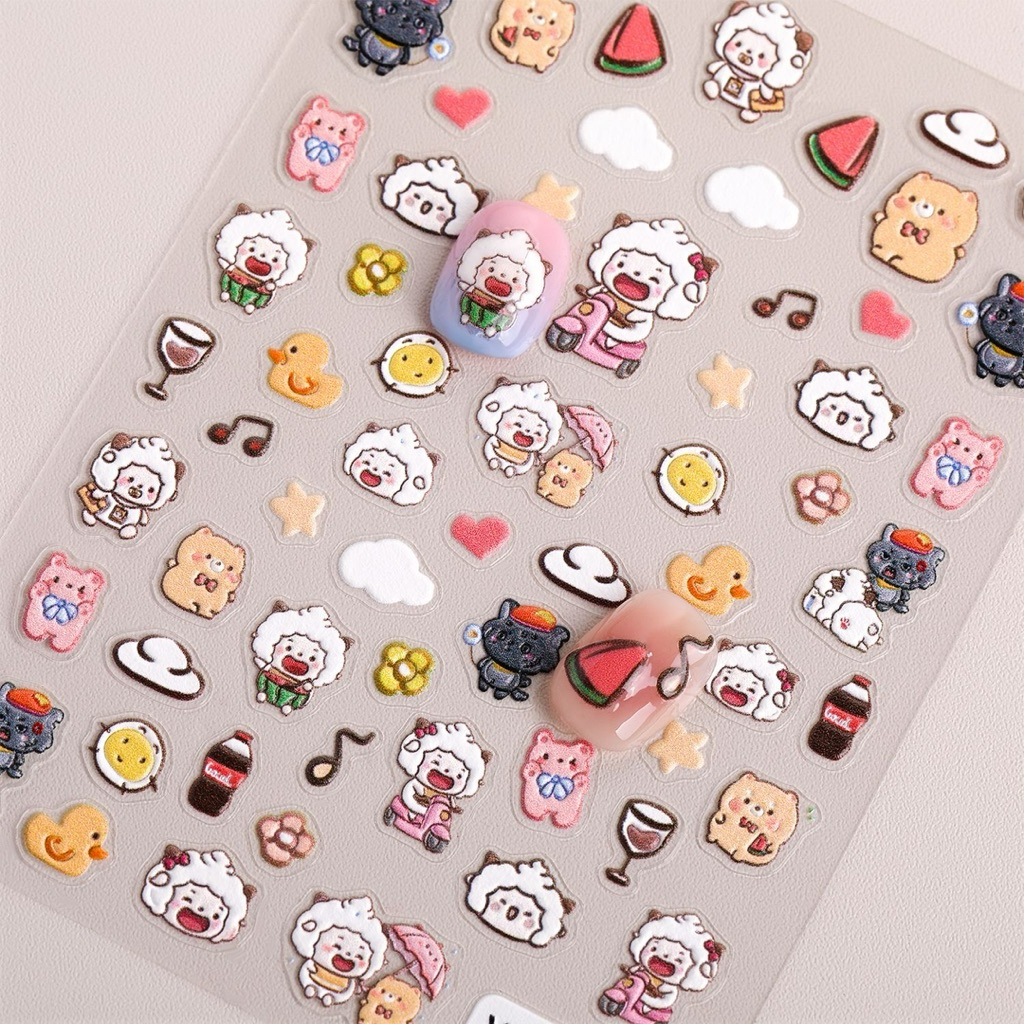 YL-1171 Sticker Kuku Nail Art Motif Pleasant Goat and Big Big Wolf