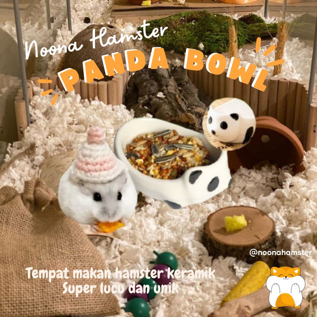 NoonaHamster Panda Bowl Tempat Makan Hamster Panda Keramik
