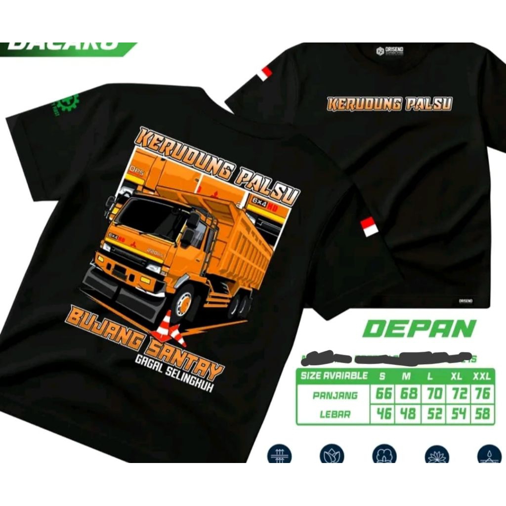 Kaos Distro Kerudung Palsu Bujang Santuy Desain Truk