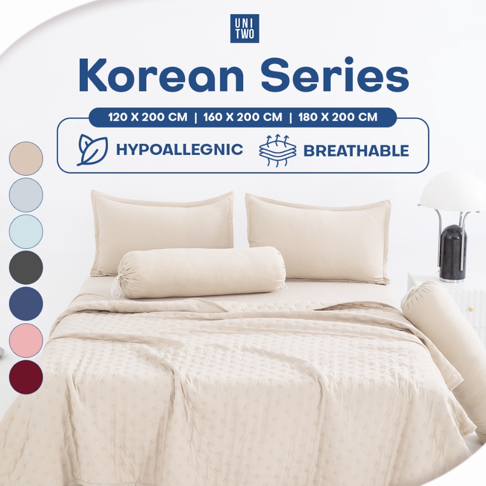 COD Unitwo Bed CoverSprei Set Bed Cover Set Dengan Sprei Set Sarung Bantal Dan Sarung Guling Full Pr