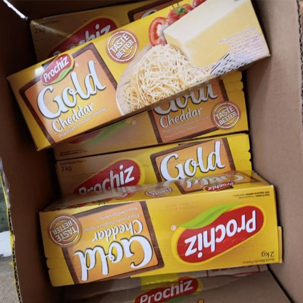 

RB Keju Prochiz Gold Cheddar 2KG/1Balok (1PCS) Asin Gurih Parutan Panjang