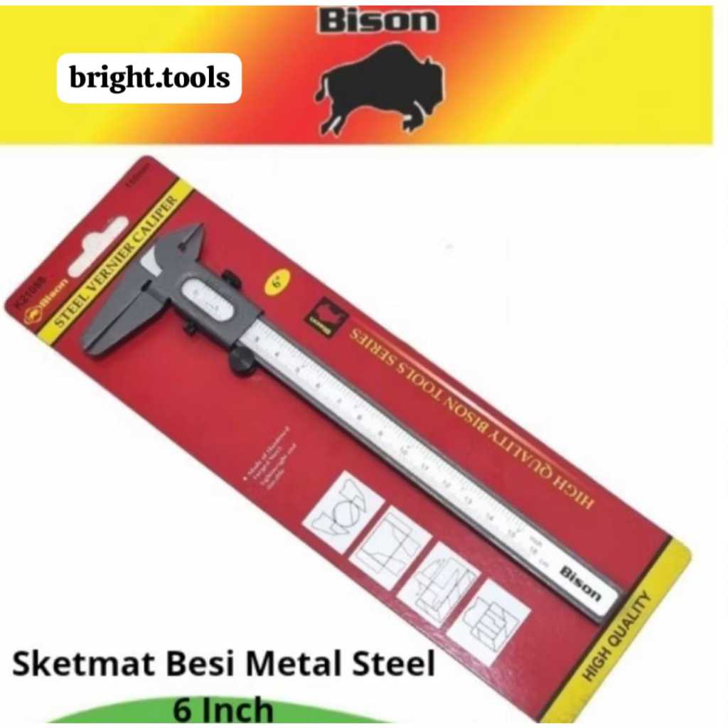 

Sketmat Besi 6 Inch Bison/Sketmat Metal Steel 6" Bison/Jangka Sorong Besi 6" Bison 100% ORIGINAL