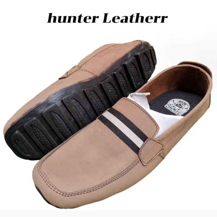 Sepatu santai moccasin  pria Humter kulit