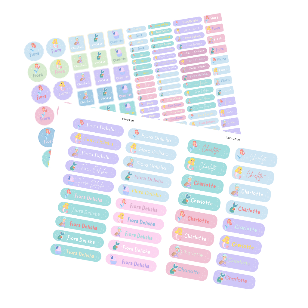 

Label Nama Perlengkapan Anak tema Mermaid