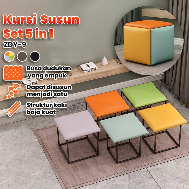 Kursi Kubus Minimalis Ruang Tamu Kursi Rubic Cube Stool Kursi Minimalis 5 in 1