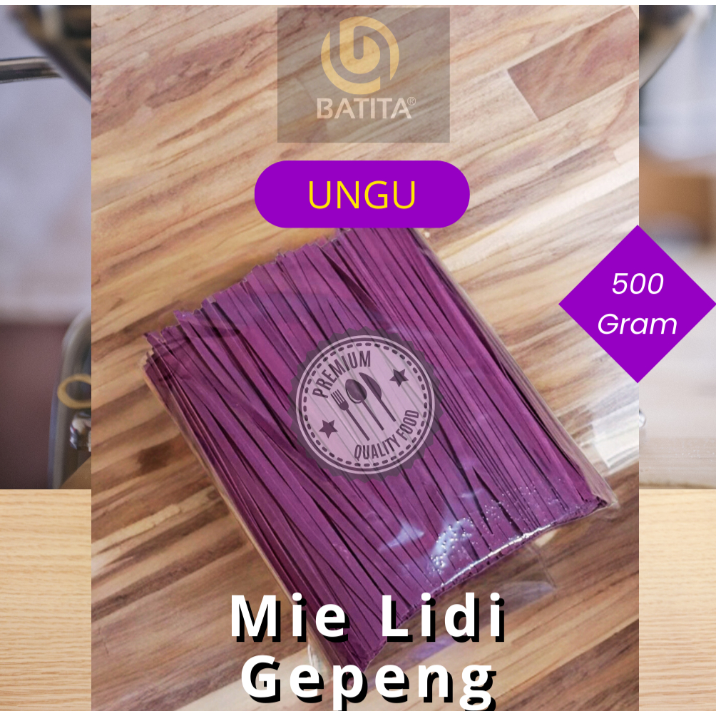 

Mie Lidi Gepeng 500 rg Warna Ungu Makanan Ringan Mie pasta