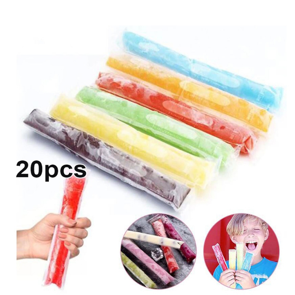 20/100 buah kantong es lilin/kantong es lilin panjang/Plastik Klip Es lilin Popsicle Transparan Disp