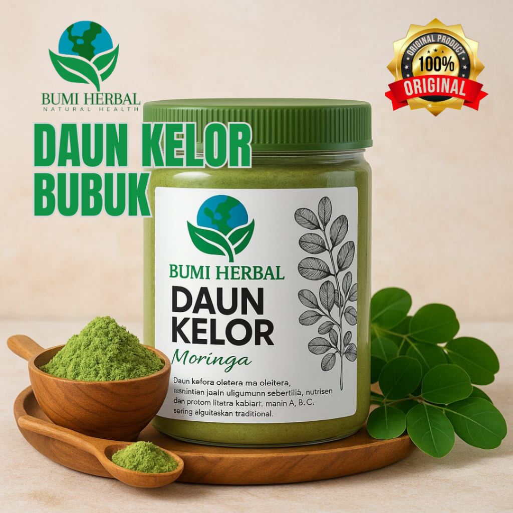 

Bubuk Daun Kelor Herbal | Moringa Asli Serbuk Daun Kelor Powder Herbal 150Gram & 450Gram