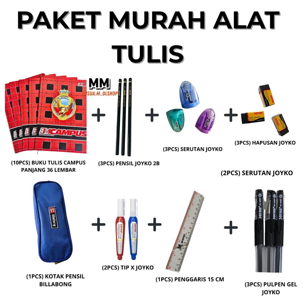 

PAKET EKONOMIS ALAT TULIS/PAKET ALAT TULIS PRAKTIS/ALAT TULIS 8in1/ALAT TULIS MURAH/BUKU TULIS UKURAN PANJANG/BOXY