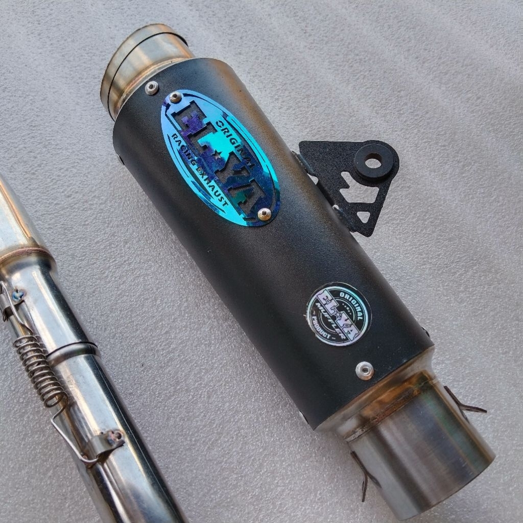 knalpot original ELYA racing emblem titanium proliner pnp astrea grand prima Shogun smash win supra 