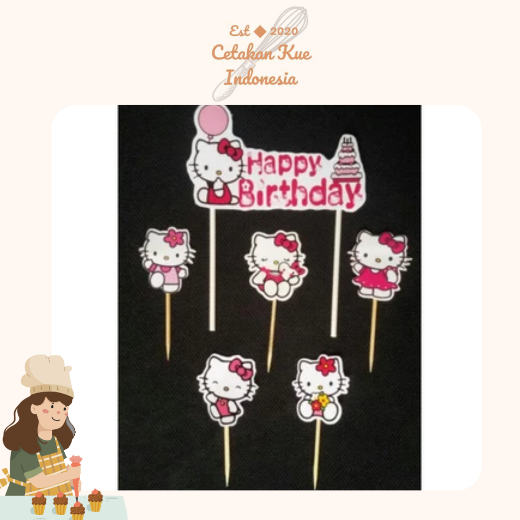 {CKI} Cake Topper Kertas Happy Birthday Hello Kitty