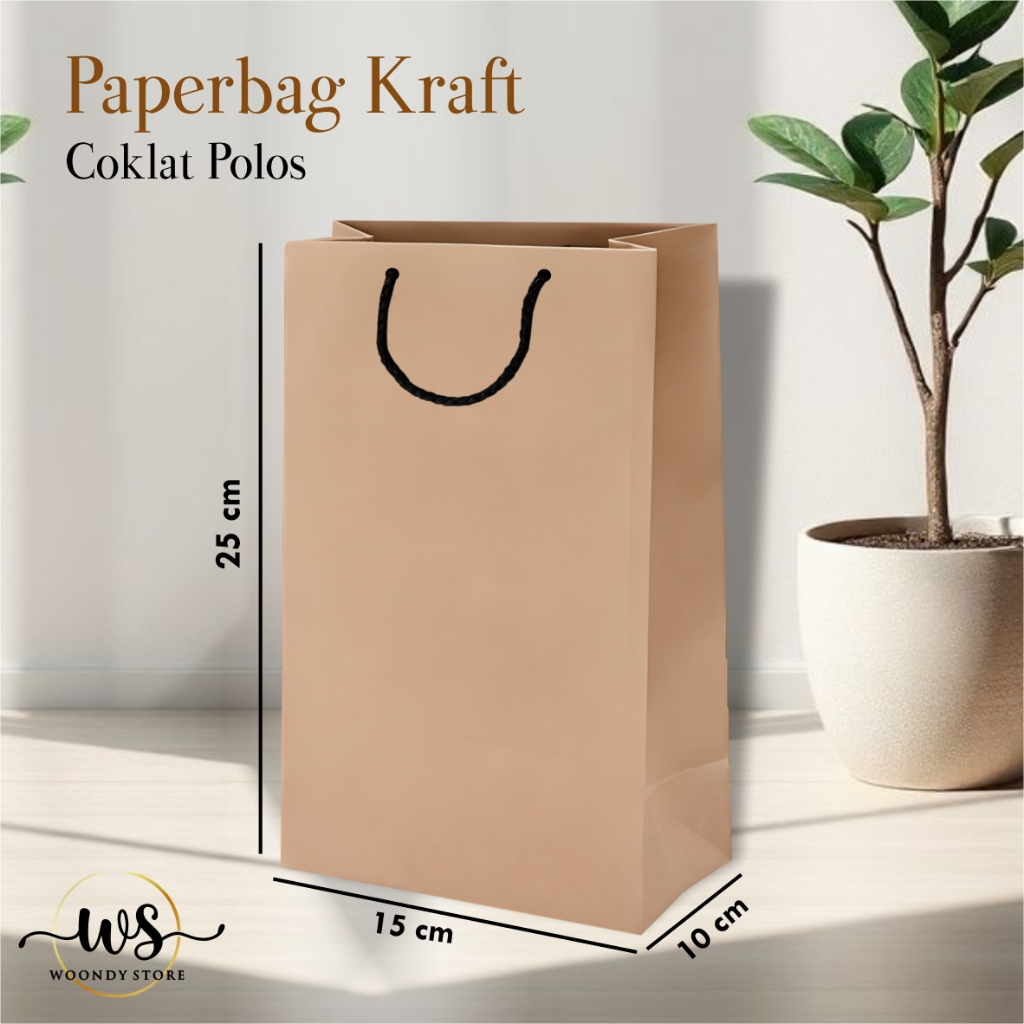 

[12 PCS] PAPER BAG KRAFT COKLAT POLOS READY STOCK PAKET LUSINAN - PAPER BAG HAJATAN UK 15 X 25 X 10