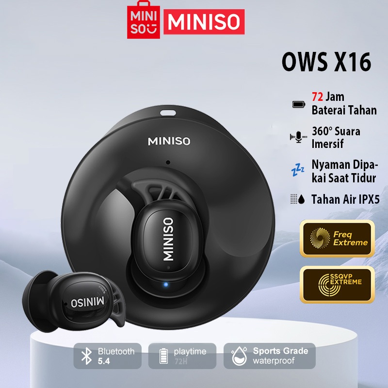 MINISO X16 TWS Earphone Bluetooth 5.4 Bluetooth Headset Suara Surround 360° Anti Bising Nyaman Dipak