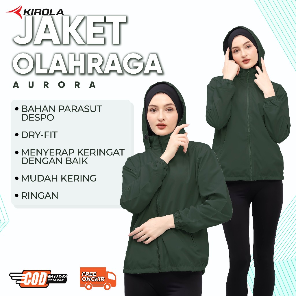 Kirola - Jaket Olahraga Wanita Jaket Parasut Anti UV Pakaian Gym Jumbo Fitness Jogging - Aurora