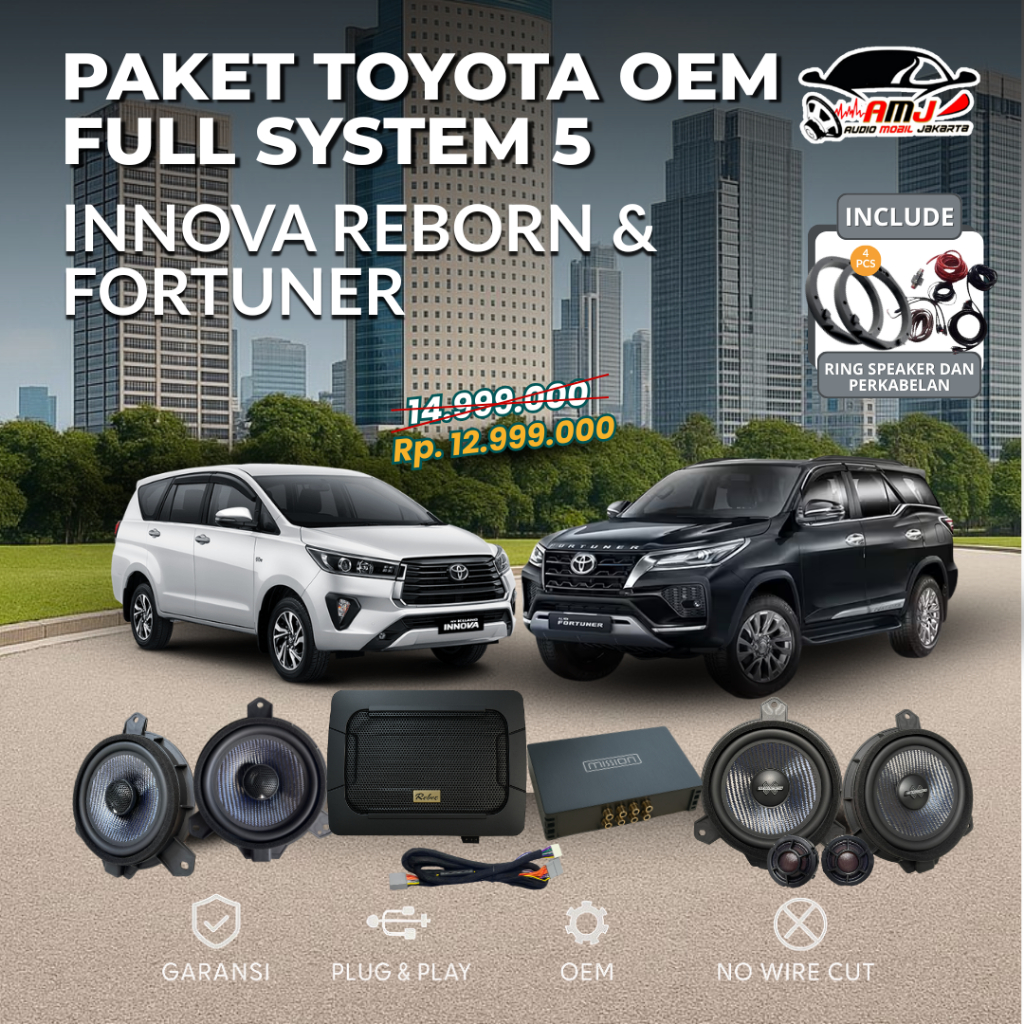 PAKET SPESIAL TOYOTA OEM FULL SYSTEM 5 / PAKET AUDIO MOBIL / PAKET SPEAKER MOBIL / SET AUDIO MOBIL