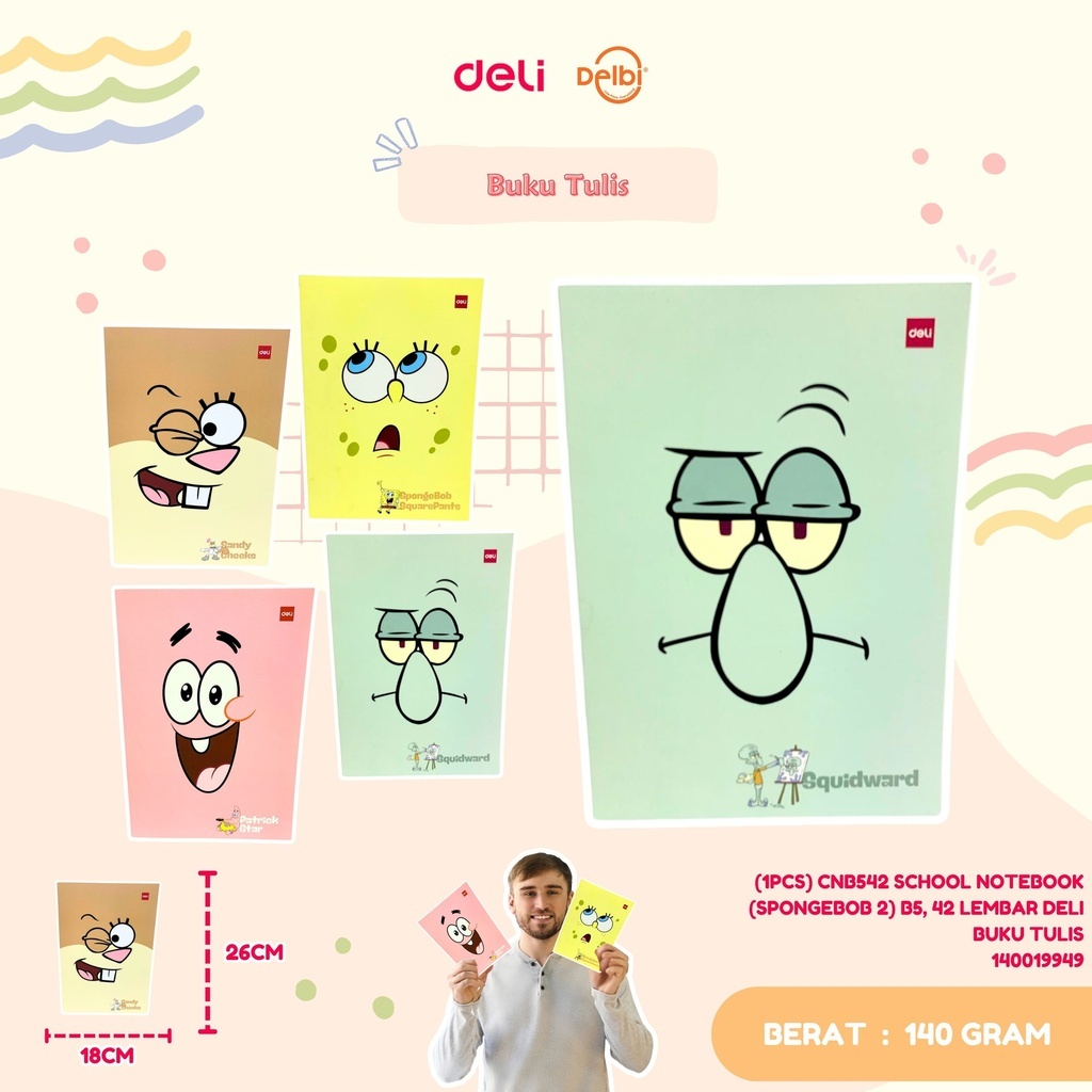 

DELI SCHOOL NOTEBOOK BUKU TULIS EDISI SPONGEBOB