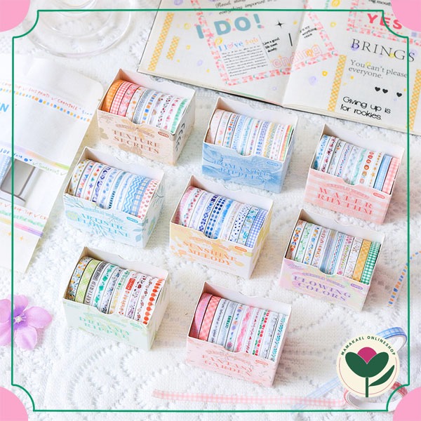 

1 set isi 10 pcs gentle tone washi tape aesthetic diy scrapbook journaling paper tape lucu MK1972