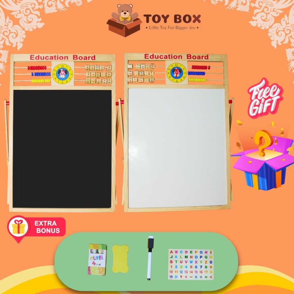 

Baru Mainan Uk Large 2In1 Education Board - ( Black Dan Whiteboard ) Papan Tulis Belajar /