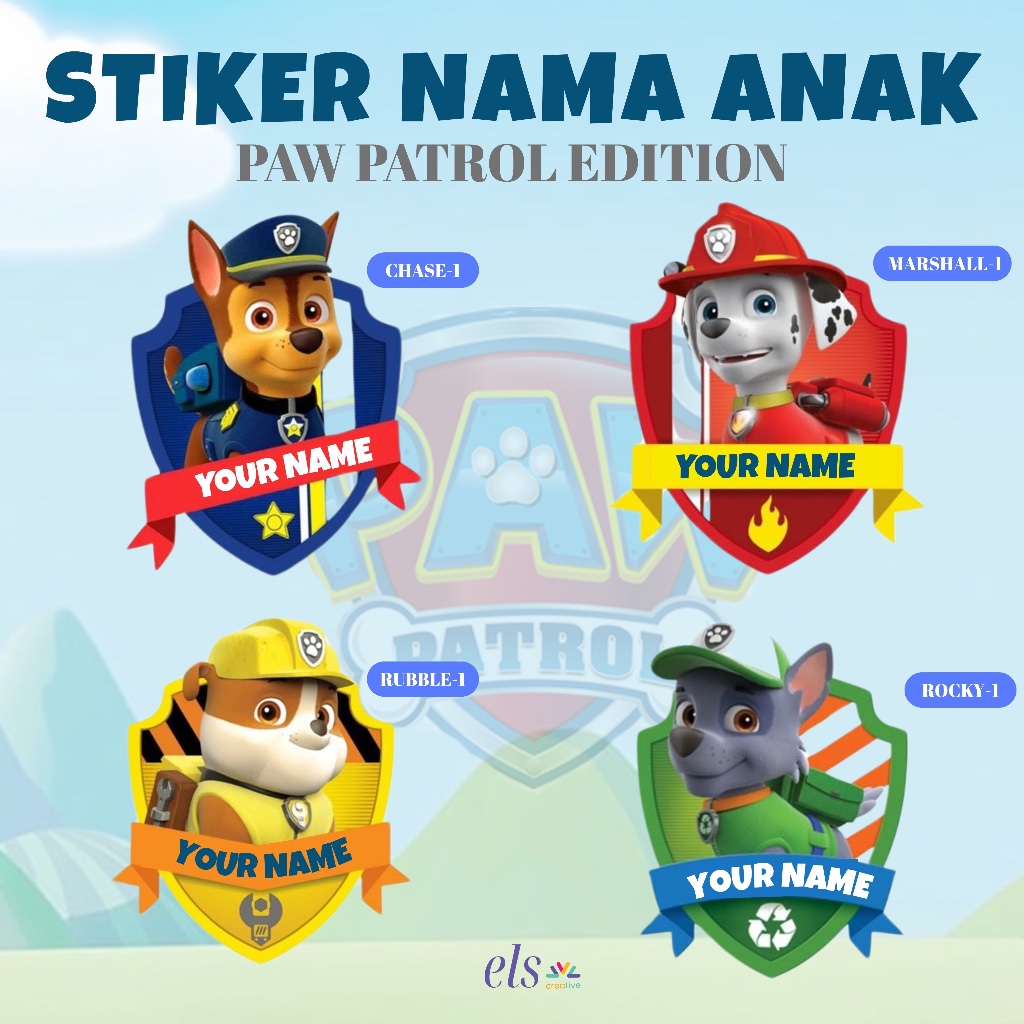 

Stiker Label Nama Anak Custom Premium Quality Print Karakter Paw Patrol Pawpatrol Dog Anjing Sticker Pack Waterproof Oilproof Promo Termurah Bandung Ready
