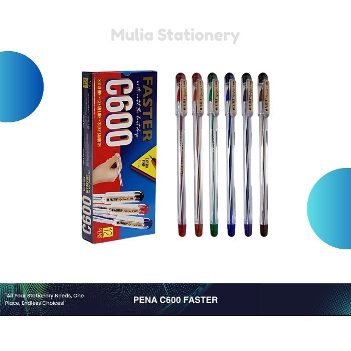

(1 Kotak 12 pcs) Pulpen / Pena / Ballpoint Pen Faster C600 Faster 0.7 mm | Pulpen Faster C600 0.7 mm | Bolpoin C600 Faster | Pena Sekolah | Alat Tulis Sekolah | Bolpoin