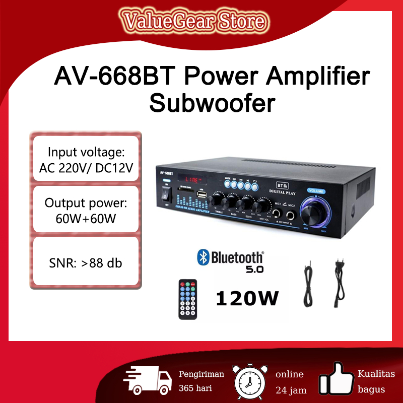 Power Amplifier Subwoofer Bluetooth AV-668BT Amplifier Karaoke Amplifier Board Audio FM USB SD Power