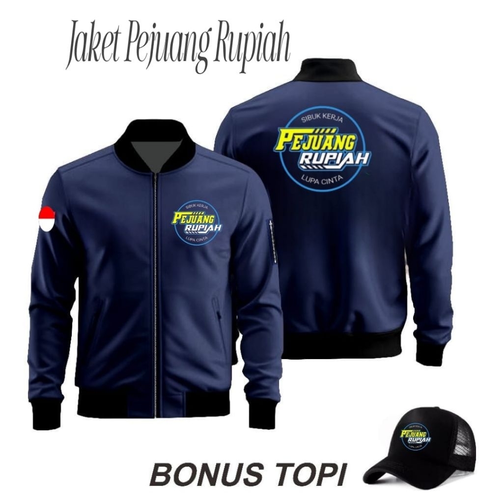 Jaket bomber PJ PEJUANG RUPIAH.bisa di pakai bolak ples topi
