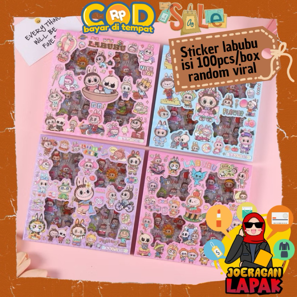 

⭐️JOERAGANLAPAK⭐️ STIKER LABUBU ISI 100 LEMBAR STICKER ORIGINAL VIRAL KEKINIAN RANDOM TEMPELAN BOTOL LAPTOP GELAS KARAKTER BOX MURAH