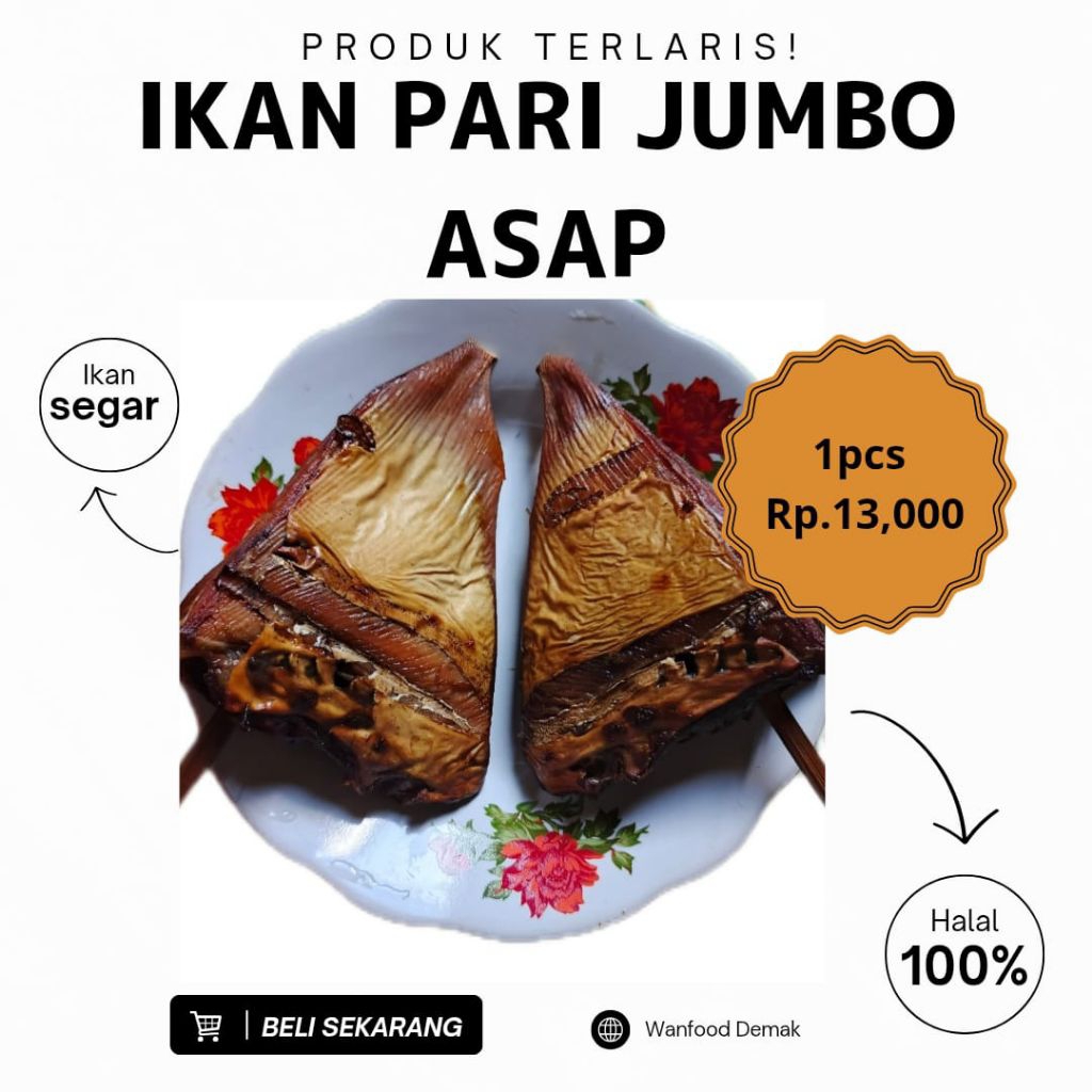 

IKAN PARI JUMBO ASAP 1PCS FRES PACKING PLASTIK FACUM