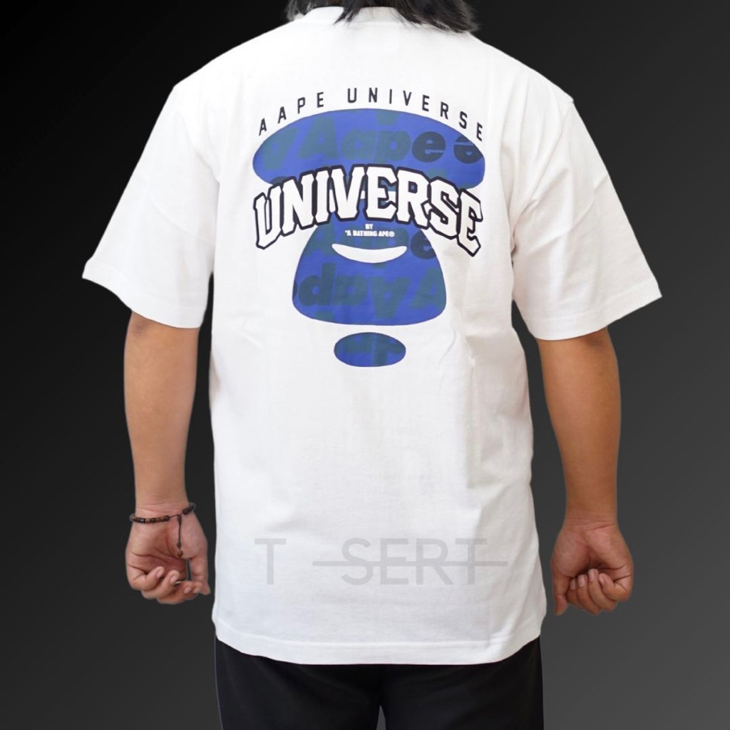 Aape Street Baseball Moon Face White Tee Original / Kaos aape Authentic