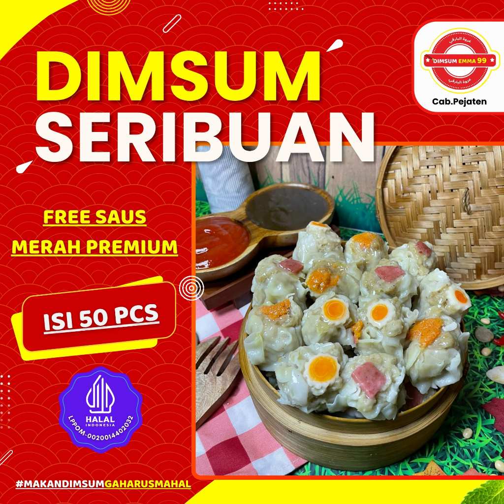 

Dimsum Mini isi 50 pcs Topping Mix, Free Saus dan Halal.