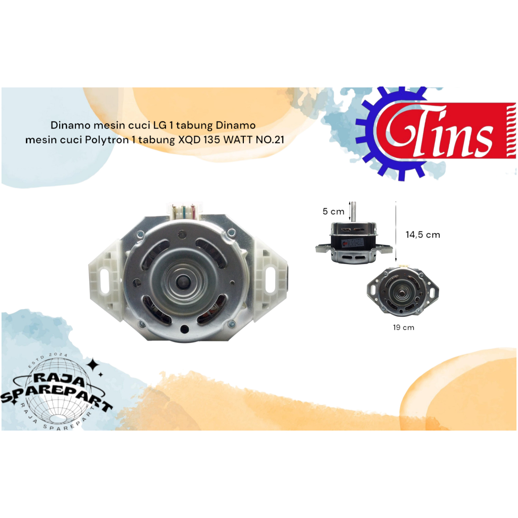 Dinamo mesin cuci LG 1 tabung Dinamo mesin cuci Polytron 1 tabung XQD 135 WATT NO.21