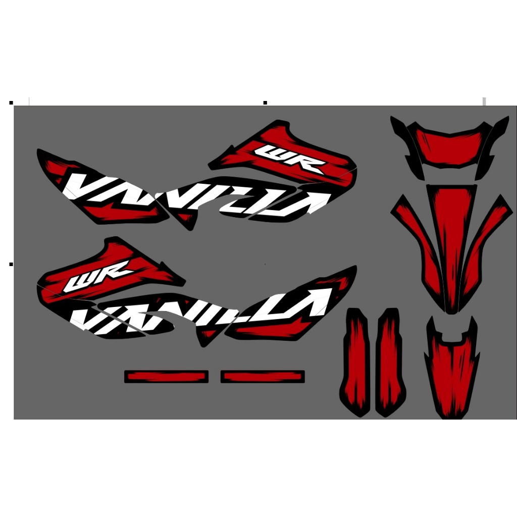Decal Stiker Yamaha WR 155  Dekal Variasi Sticker Striping Custom Full Body merah D-C8-020